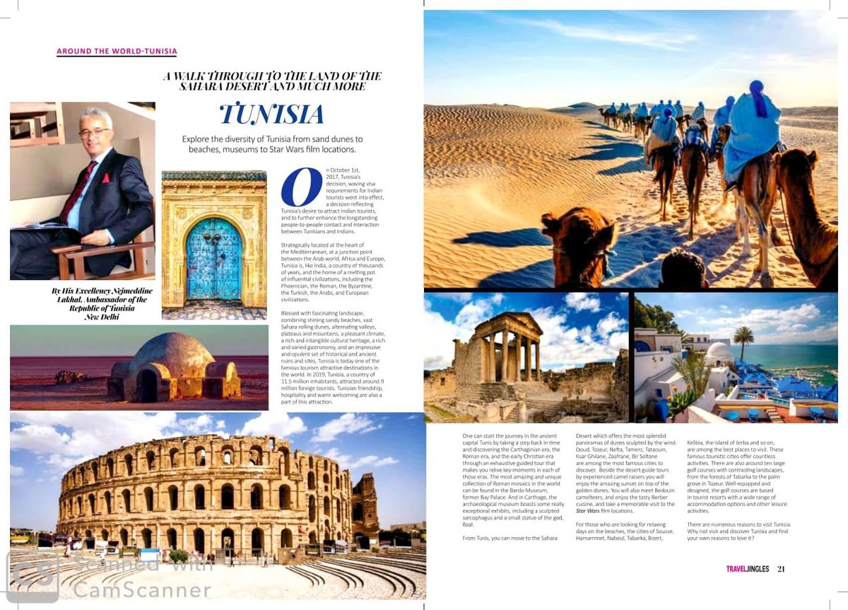 Article Published by An Embassy Magazine Travel Jingles Publication "Around The World - Tunisia"  (2020 Feb - April issue)