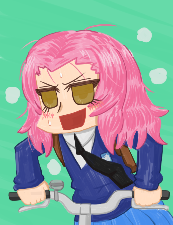 ローズヒップ(ガルパン) 「遅刻しそうになってチャリをめっちゃ漕いでるローズヒップ(でも楽しそう)rkgk 」|ゲンキダウン@結サク2nd H-19&コミティア144 K36bのイラスト