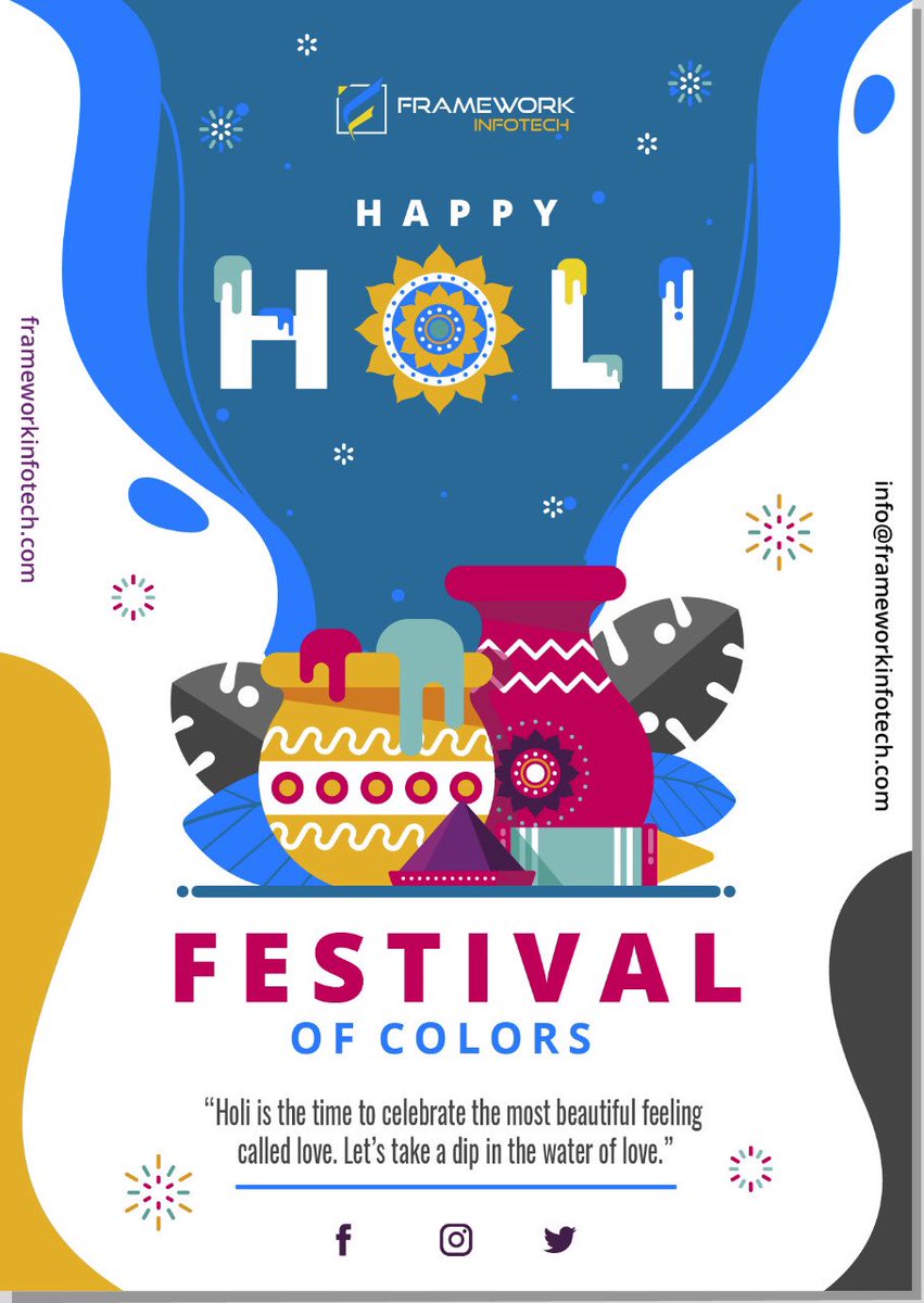 frameworkinfo's tweet photo. I wish this Holi all colors of rainbow make your life more colourful, joyful. Happy Holi.
.
.
.
.
.
.
.
.
.
.
#holi #festival #color #red #blue #green #black #colorful #happy #joy #joyful #2020 #celebration #wonder #peace #colorfull #fulloflove #celebrate #day #dayofjoy❤️ https://t.co/1v1KhrCW8L
