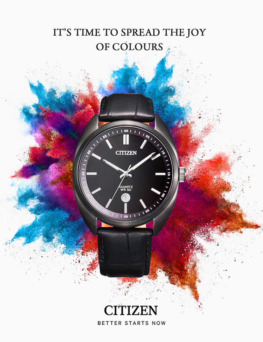 CitizenWatch_IN's tweet photo. This festive season, spread the message of peace, positivity and happiness. Happy Holi 2020.
#Citizen #Holi2020 #CitizenWatches #Citizen #CitizenBetterStartsNow #EcoDrive #100yearsOfCitizen #WatchesForMen #classydesigns #BetterStartsNow #SatelliteWaveGPS https://t.co/y0ygvrCOfC