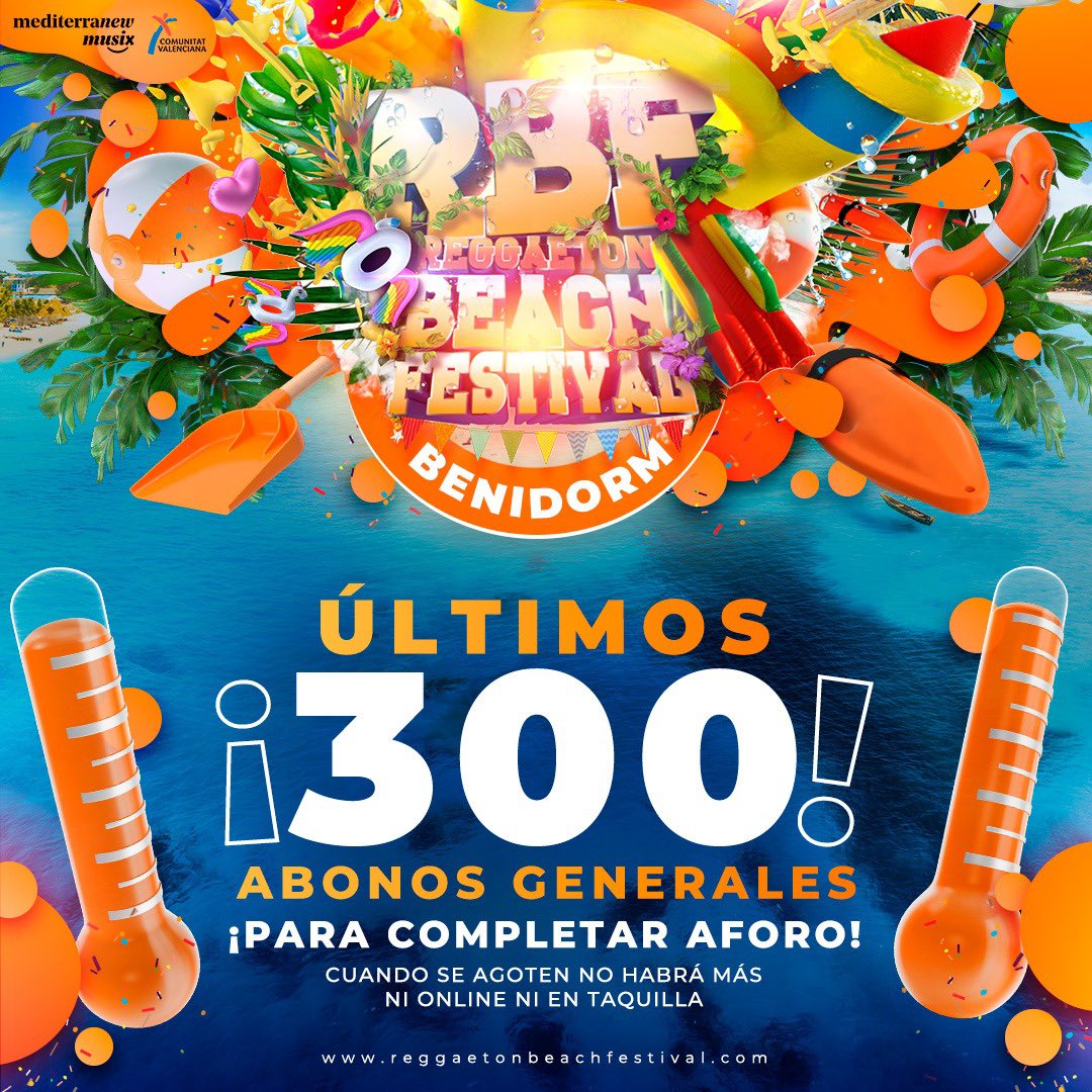 ReggaetonBeach's tweet photo. [RBF’2020]

¡ÚLTIMOS 300 ABONOS!
La 3ª edición de Benidorm será la más grande hasta la fecha. Más M2 de recinto, nuevas zonas de sombra, nuevas atracciones, nueva zona gastronómica, más actividades en la piscina. ¿Queréis saber más?
¡Muy Pronto plano3D!

https://t.co/eihaBvQo7O https://t.co/m3uhJJnnCU
