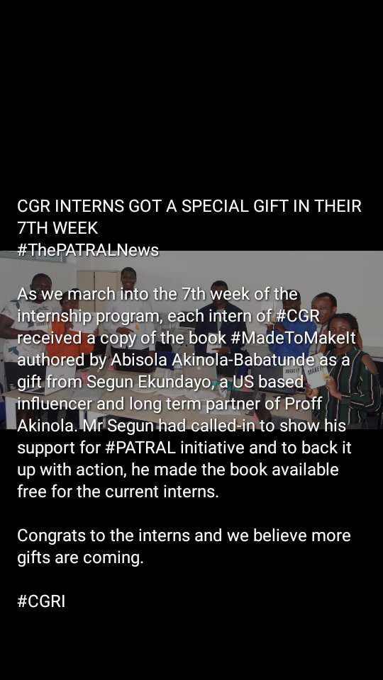 EmpressAbby_'s tweet photo. Happy new week!

You are blessed, be a blessing too. Big thank you to Mr. Segun Ekundayo for sponsoring copies of #MadeToMakeIt as gifts to PATRAL initiative. Thanks for believing in the Vision.
 
#MTMI #LifeFullOfTestimonies #ShushanEduth #PATRAL 
#CGRI https://t.co/ehZ1JiUEGn