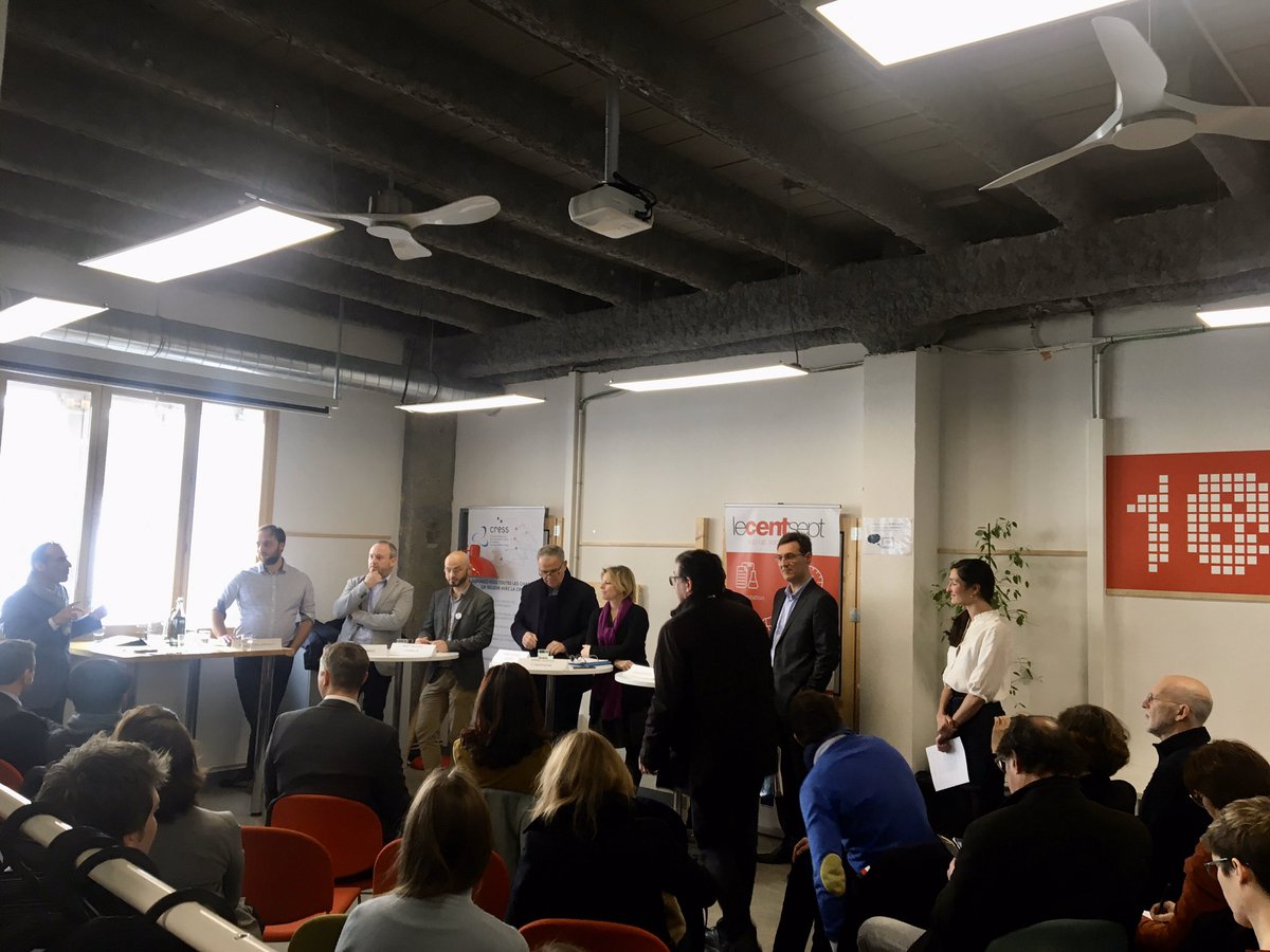 CRESS_AURA's tweet photo. En direct de @lecentseptlyon pour un débat sur l’ESS au cœur des programmes des listes aux #Municipale2020 #metropolitaine #Lyon ! Merci à @RosenbergArmand et @phil_imbert pour la co-organisation de cet évent https://t.co/2BCcC0eEom