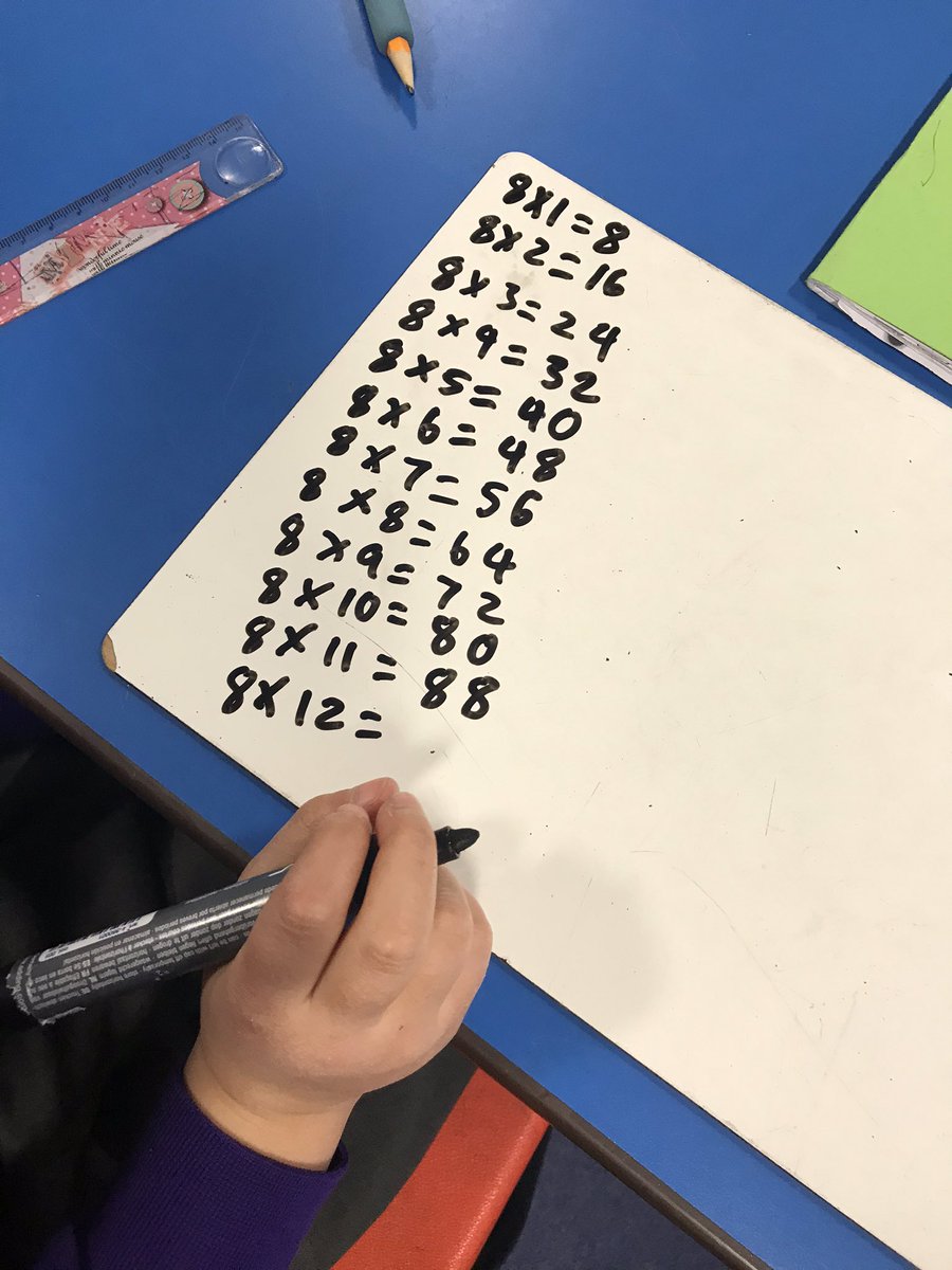 DorchesterP's tweet photo. Year 3 are busy getting their mathematical brains warmed up! #timestables #8timestable #maths https://t.co/O29IQs6xdt