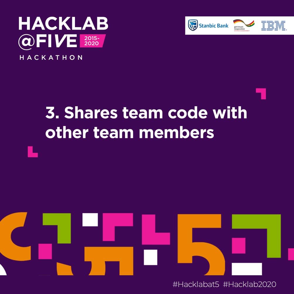 hacklabfdn's tweet photo. 3. Team lead shares team code with other team members.
4. Team members use the team code to join the team.
#Hacklab #Hacklab2020 #HacklabAt5 #RoadToHacklab2020 #AICanDoIt #StanbicHacklab #IBMHacklab #GIZHacklab https://t.co/84V0cdgqJ7