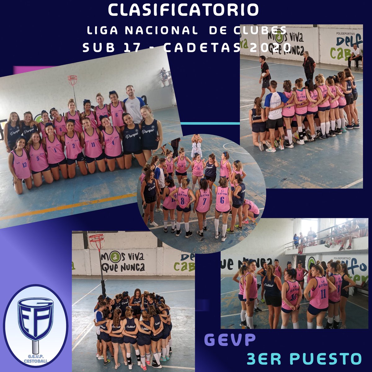 Clasificatorio Liga Nacional Sub17 - 
Con esfuerzo se obtuvo un 3er puesto. Gran trabajo de las chicas. 

Y Esperamos la pronta recuperación de <a href="/CarrizoJaz/">Jaz</a> ...
FUERZA JAZ !!!🏐💪. 

#pormascestoball 
#cestoballgevp
#jugáundeporteargentino
#cestoballdeportenacional