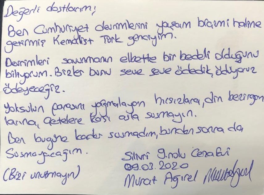 muratagirel's tweet photo. Silivri'den Murat Ağırel'den mesaj var. https://t.co/miyQwdijmo