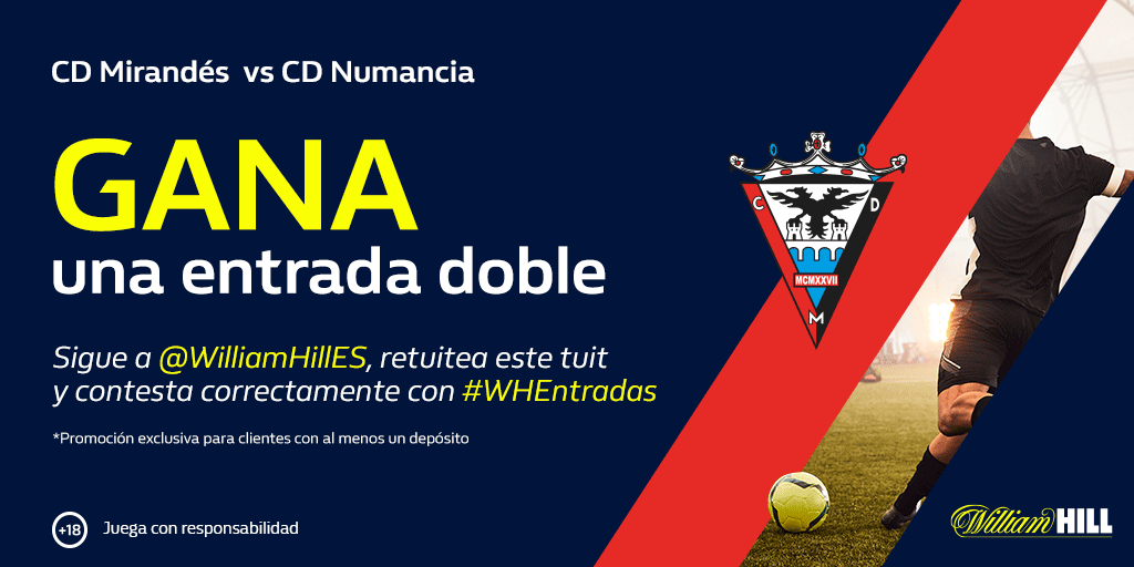 WilliamHillES's tweet photo. 🎟🎟 Sorteamos 2 entradas dobles para el #MirandesNumancia ⚽
✅ Síguenos
🔁 Haz RT
💬 Responde con #WHEntradas ¿Qué jugador del Mirnadés marcó un doblete ante el Alcorcón? @CDMirandes
⏱Ganadores: 10/03/2020
T&C 👉 https://t.co/NFUiF2QGnL https://t.co/TMHeY41BZQ