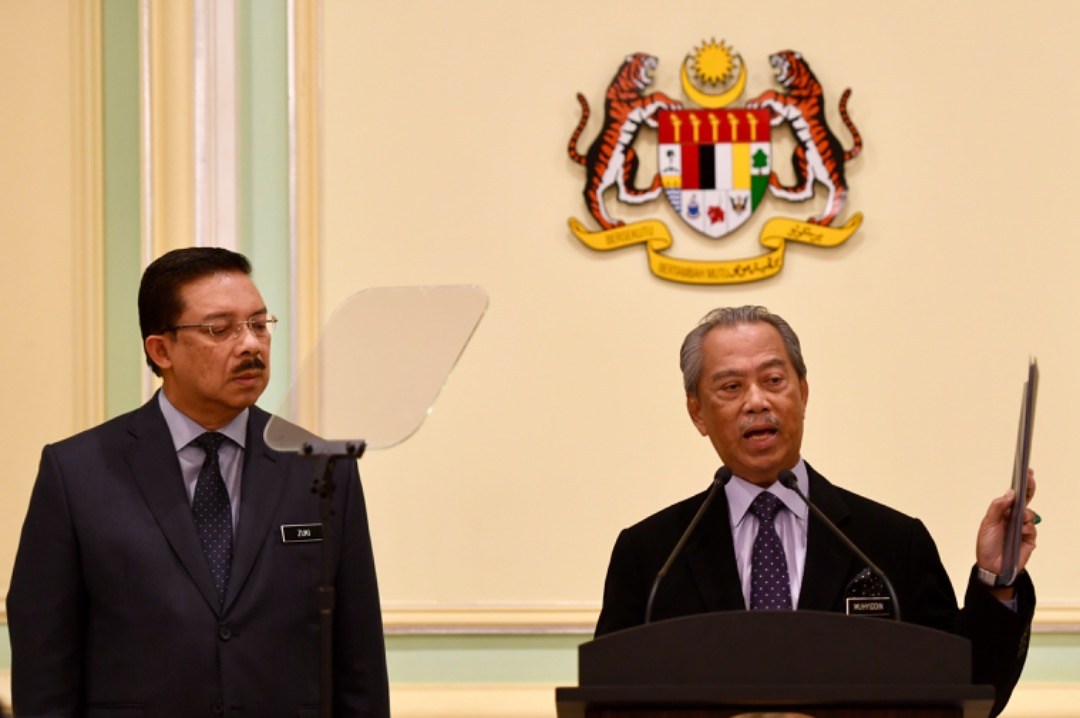 jpmgov_'s tweet photo. 09 Mac 2020 - YAB Perdana Menteri, Tan Sri Dato' Hj. Muhyiddin Bin Hj. Mohd Yassin semasa Sidang Pengumuman Senarai Barisan Jemaah Menteri Kerajaan, bertempat di Aras 3 Banggunan Perdana Putra, Putrajaya. 

#YABPM 
#SidangMedia 
#SenaraiJemaahMenteri
#JabatanPerdanaMenteri https://t.co/RADBqaMeeI