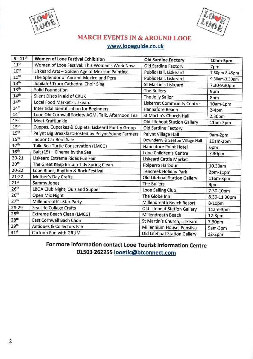 March events updated - please share! #lovelooe