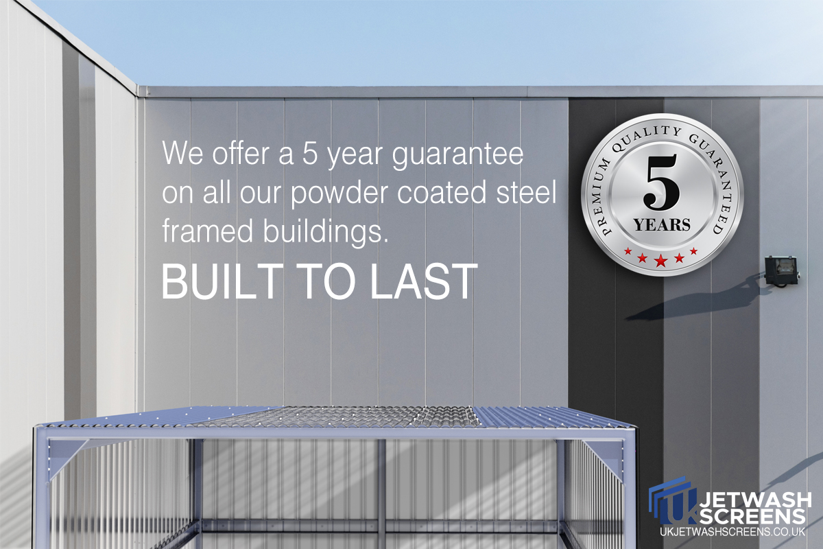 ScreensUk's tweet image. At UK Jetwash Screens we offer a 5 year guarantee on all our powder coated steel framed buildings. Powder coating creates a hard, weather proof coating that is thicker than traditional spray paint.