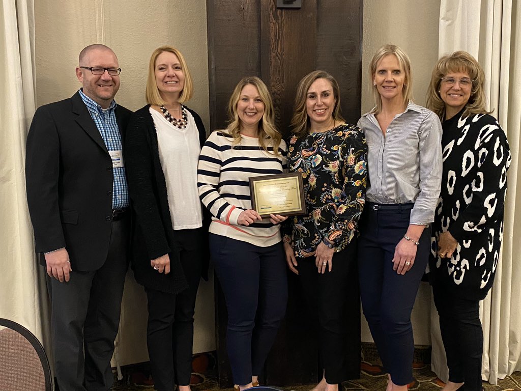 Learning Forward Missouri presents The Outstanding Team Award to the Liberty Public Schools’ Innovation &amp; Learning Coaches for 2020.  #lpsleads #teampower #thinktank