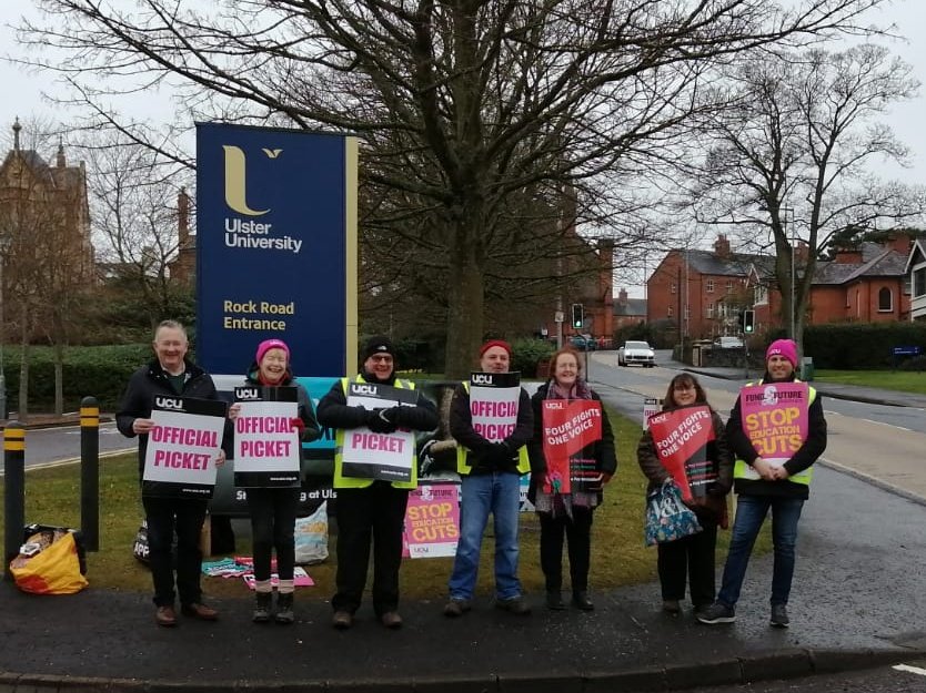 UCU_Ulster's tweet photo. Smiles all round at Magee on Day 10. We're even stronger now than we were then! #frozenbutsolid #UCUstrikesback #UCUstrikes #ucustrike #UCU https://t.co/apFGygtV2S