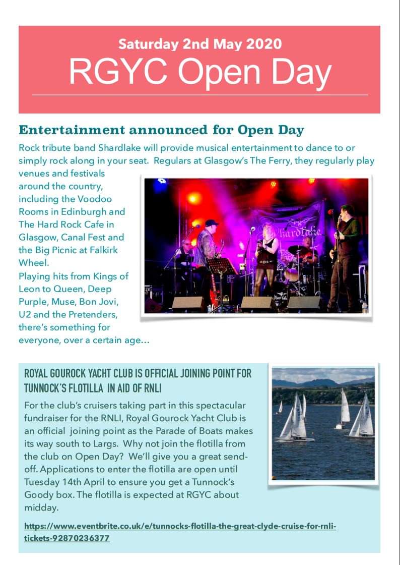 Tunnock's Flotilla (organised by Clyde Cruising Club) which aims to raise funds for the <a href="/RNLI/">RNLI</a> will pass close to <a href="/RoyalGourockYC/">Royal Gourock Yacht Club</a> on Sat 2nd May, the Club's Open Day. Watch the spectacle from waterfront balcony. #Gourock #Inverclyde  #DiscoverInverclyde #YCW2020 #westcoastwaters