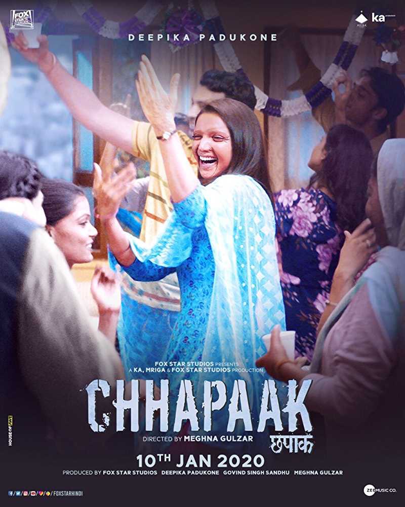 #CineFiReview

#Chhapaak 

Based on True incident (Laxmi Agarwal,Acid Attack survivor) 

120 minutes duration 

Hats off to  #DeepikaPadukone for producing & acting in this film 👏🏻👏🏻👌

Gud story & screenplay 👍
Dialogues are gud & strong 

#CineFiVerdict

Chhapaak - Victory 👍