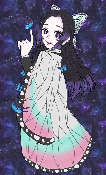 わかなさんがTwitterに投稿した胡蝶カナエ(鬼滅の刃)のイラスト。