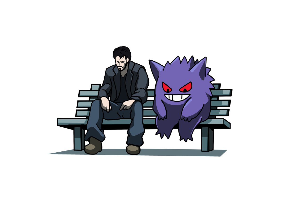 pokemon (creature) sitting bench 1boy pants male focus white background  illustration images