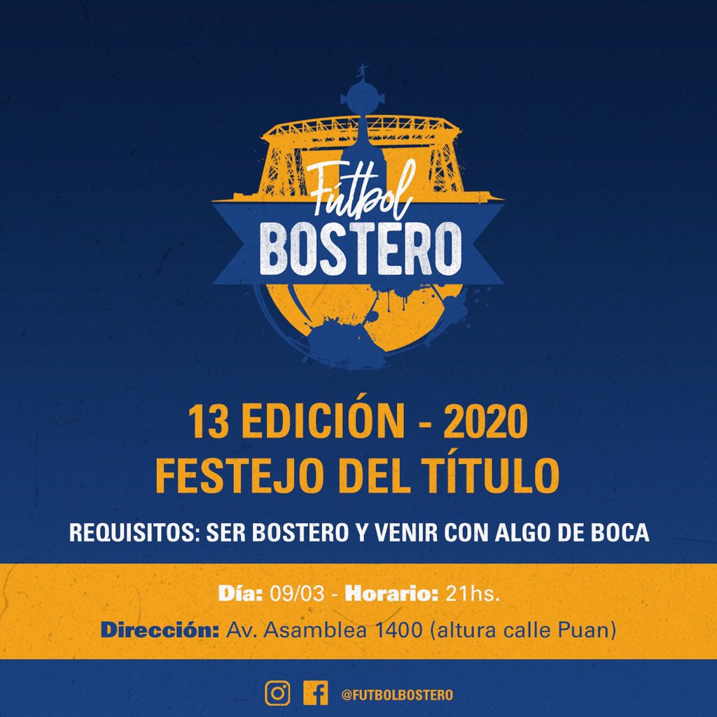 futbolbosteros's tweet photo. ¡HOY SE JUEGA FESTEJANDO!🍾
Desde las 21 nueva edición de @futbolbosteros más que especial ⚽️🌟🏆🔝💙💛💙

                 ¡Te esperamos! https://t.co/POPL3iRMWl