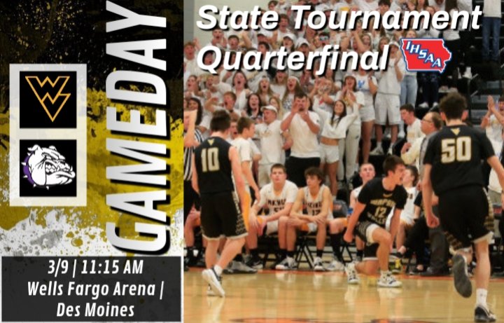 WapsieAthletics's tweet photo. It's our time! Make it happen!
π Boys Basketball
π IHSAA 1A State Quarterfinal
π @LakeMillsHoops
π Wells Fargo Arena
π Des Moines, IA
π 11:15 AM Tip-Off
π« $10
π» @Watch_IHSSN https://t.co/lJcE7PtBlo
π» @KWAYWaverly 99.3 FM
β« BLACKOUT
#Wapsie #WVBB #State20 https://t.co/NFP7lqZLWl