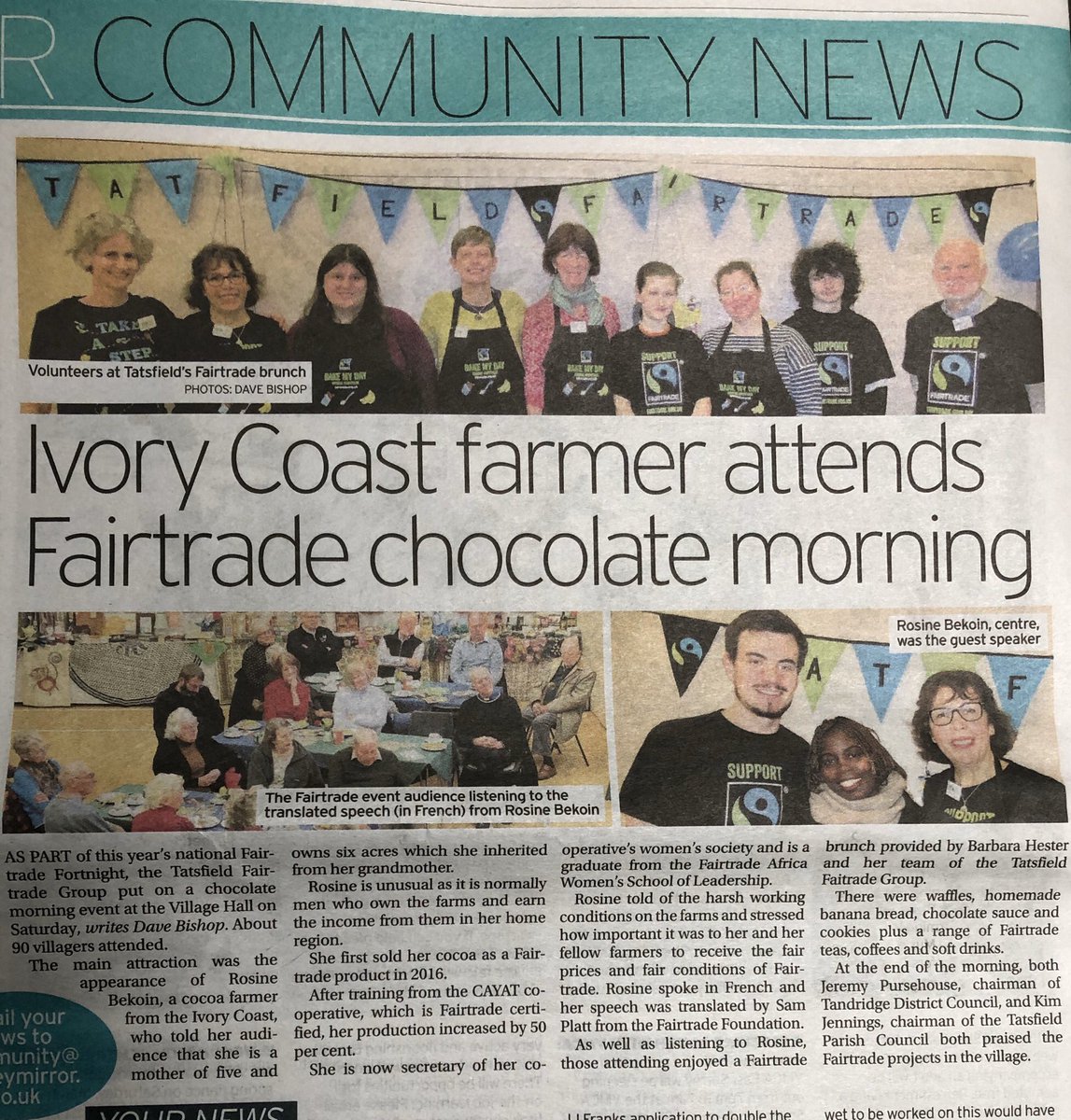 Splatt1910's tweet photo. Thanks to @surreymirror for a great story covering our trip to @TatsfieldFT. A perfect way to round of another wonderful #FairtradeFortnight! 🥳 https://t.co/HFlj9X8lxJ