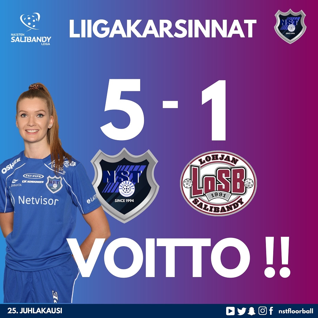 Ensimmäinen täplä tauluun. Hetki huilia ja ensi lauantaina ratkaisemaan liiga paikka Lappeenrantaan.

Tehonaisena hatullisen taiteillut 
Silva Jääskeläinen #3

#nstnaiset #nst #floorball #salibandy #naistensalibandyliiga #lappeenranta #fatpipe #25juhlavuosi #saipasalibandy
