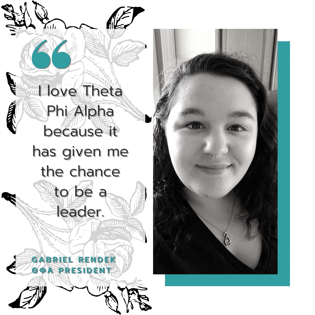 To start off our fun-filled spring break, ΘΦΑ would like to introduce our sisters in a sister spotlight! Our first spotlight is of our wonderful president Gabe! Gabe is a junior English Education major with a certification in grades 5-12. Thank you for all you do for us! 💙