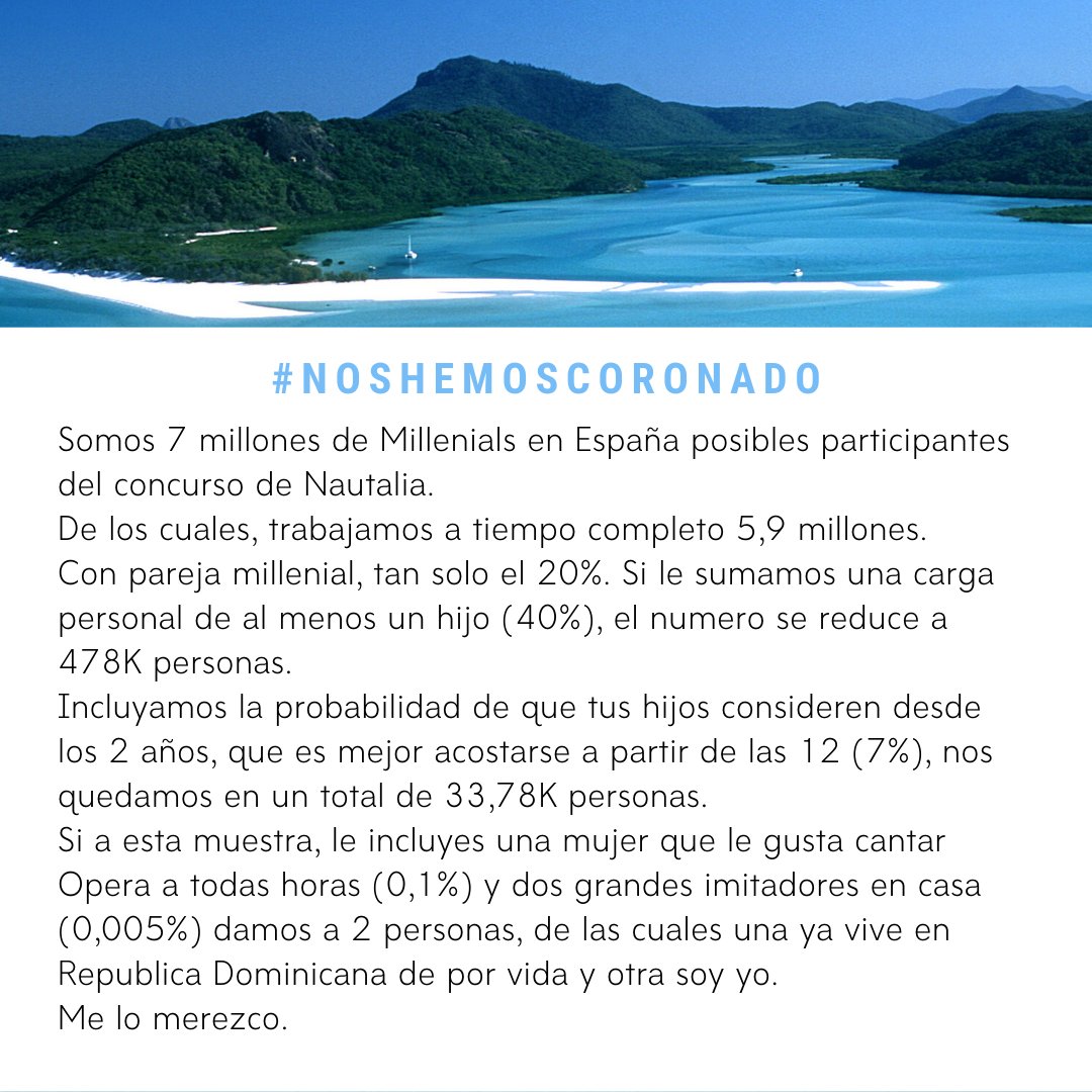 nautaliaviajes's tweet image. 3⃣ Finalista: @alfredo_rob
Según nuestros cálculos estás a ⅓ de ganar el viaje al Caribe. ¿En menos de 3h cuántos RT puedes conseguir?
#LasVueltasDanMuchaVida
📢 RT este tweet para ganar