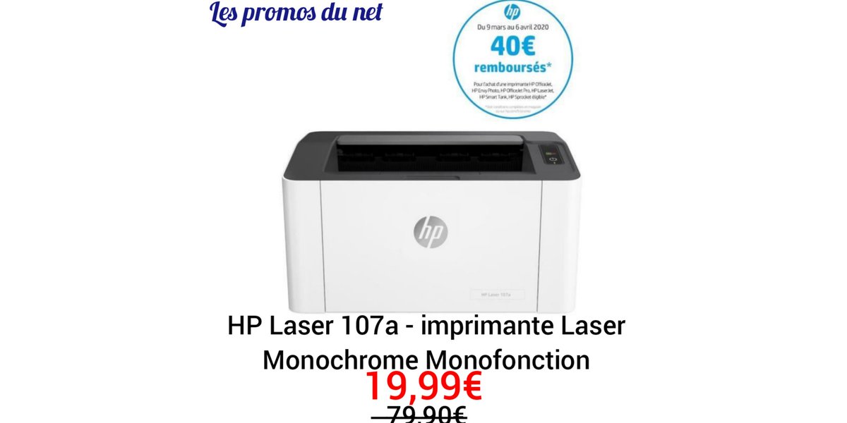 PromosLes's tweet image. 🔴 HP Laser 107a - imprimante Laser Monochrome Monofonction
🔴Le site pour profiter de l'offre ⬇️ ⬇️ ⬇️
linktr.ee/les_promos_du_…
〰️ 〰️ 〰️ 〰️ 〰️ 〰️ 〰️ 〰️ 〰️ 
✔️Non oubliez pas de partager cette offre avec vos amis ☺️ 👥👥 .