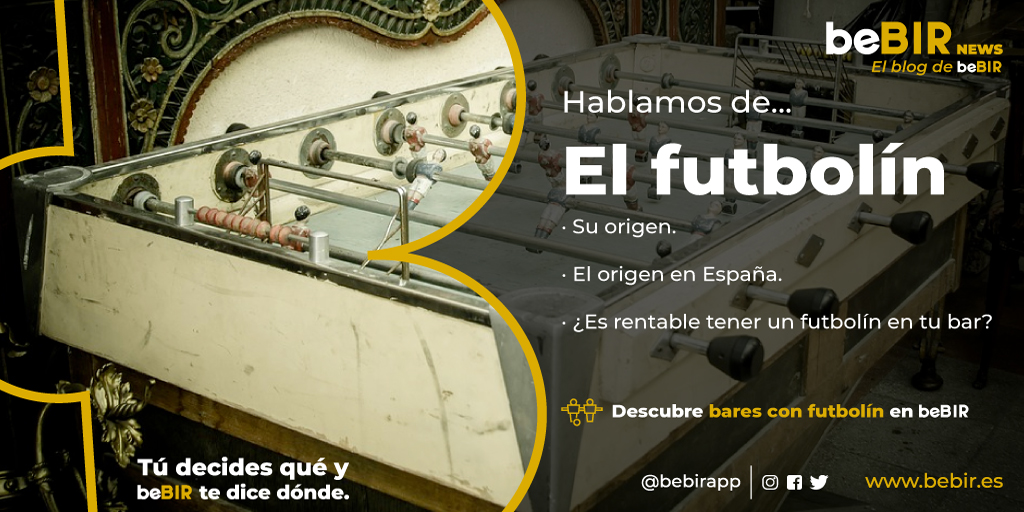 bebirapp's tweet photo. ⚽️Hoy hablamos en nuestro blog del : #futbolín
📖¿Cuál es el origen del futbolín?
🔎Busca en #beBIR bares donde puedas jugar al futbolín.
👀Lee nuestro artículo🍻
https://t.co/OVLIuvKvLC
#cerveza #beer #app #android #apple #mobile #futbol #glutenfree #freegluten #cervezas https://t.co/5mELuZDzA9