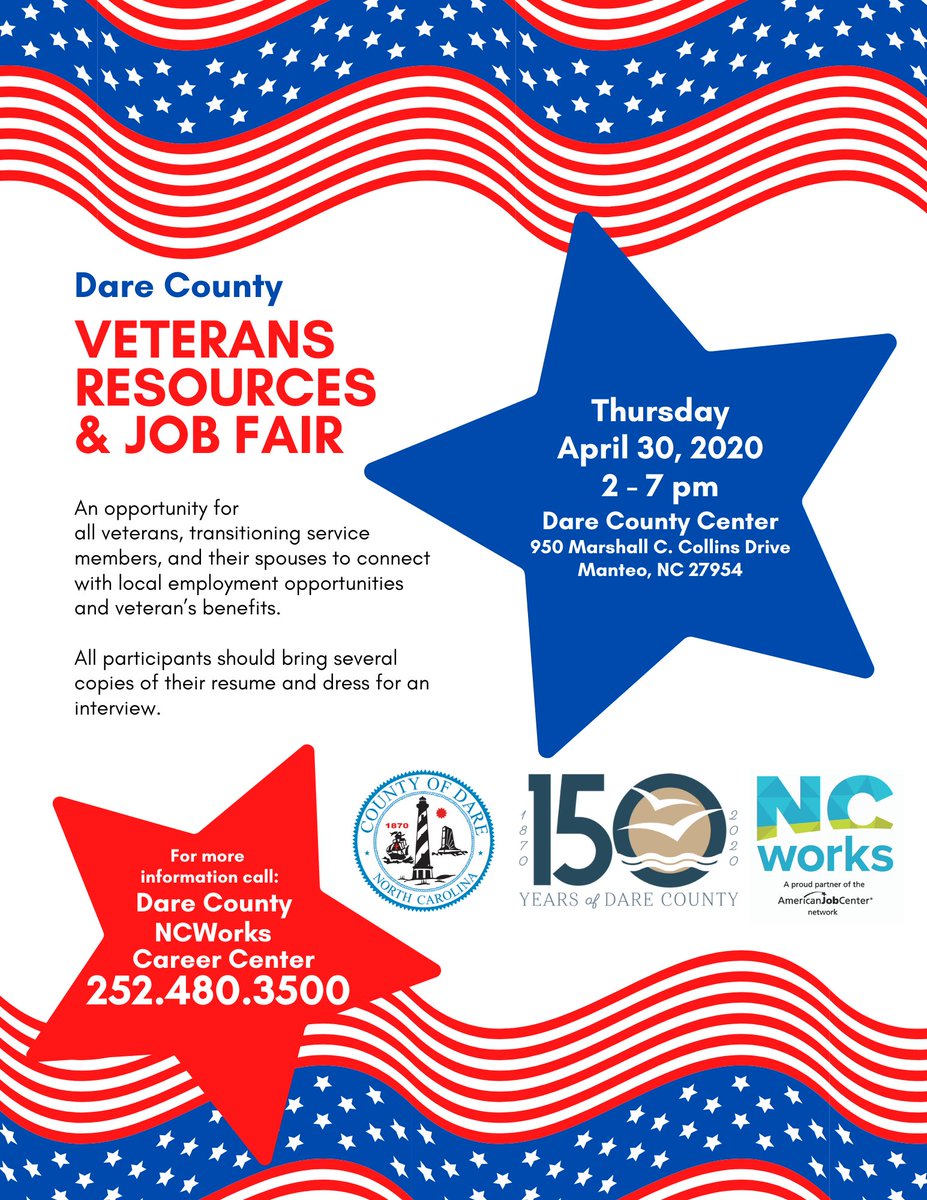 Ec_VetJobs's tweet photo. #Employers register now! Contact your local @DareNcworks Career Center or call (252) 489-3500. https://t.co/BImQAVB1mb