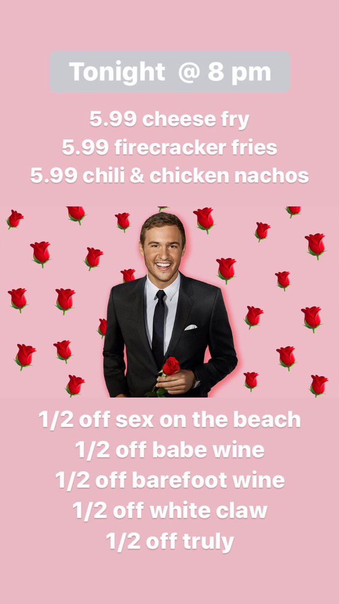 BrothersBarIU's tweet photo. Like &amp; Retweet for a chance to win 2 free appetizers for The Bachelor viewing party tonight at Brothers!💕🥰 https://t.co/gKjURNqkKA