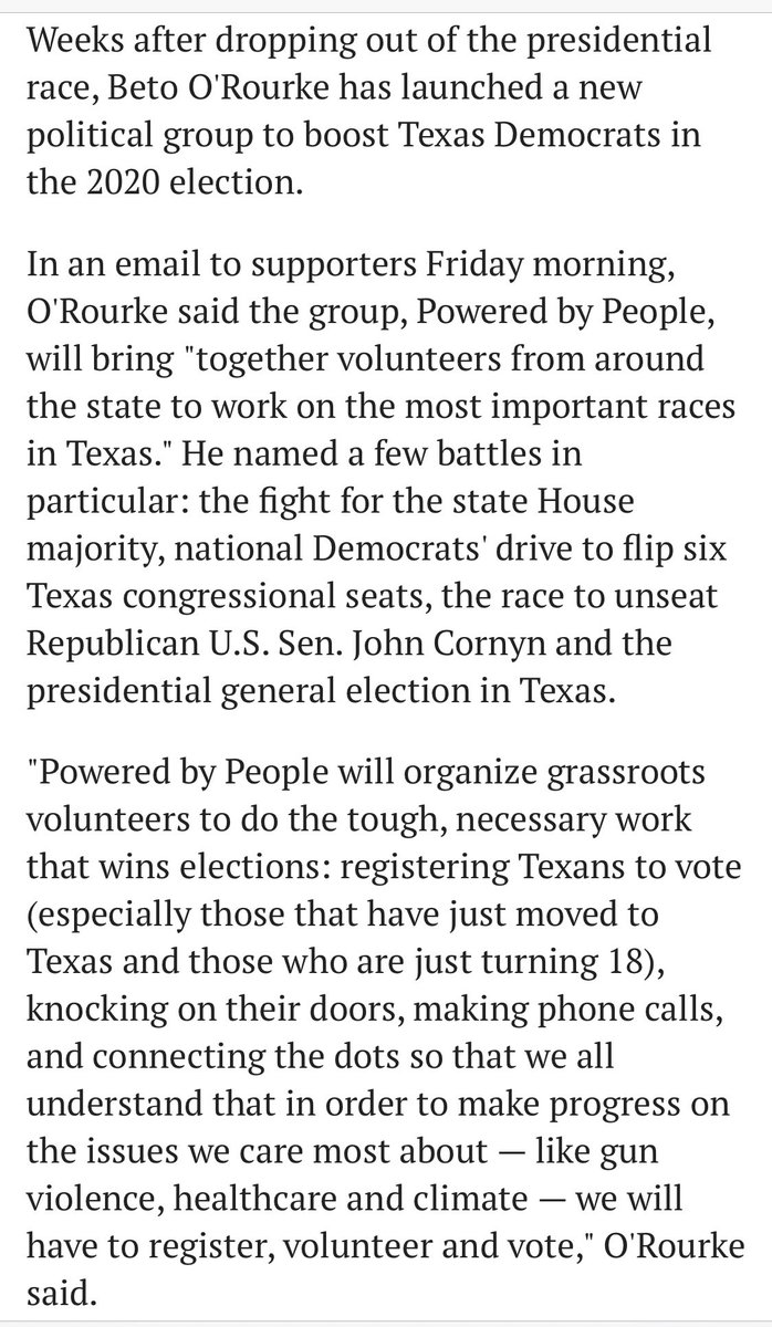 More receipts on Beto’s voter registration efforts in TX. We already had draconian Jim Crow era restrictions before 2013, but without the protections it mandated, it’s even worse now. We need a massive, sustained effort to get it done.  https://www.texastribune.org/2019/12/20/beto-orourke-launches-pac-focused-texas-2020-elections/