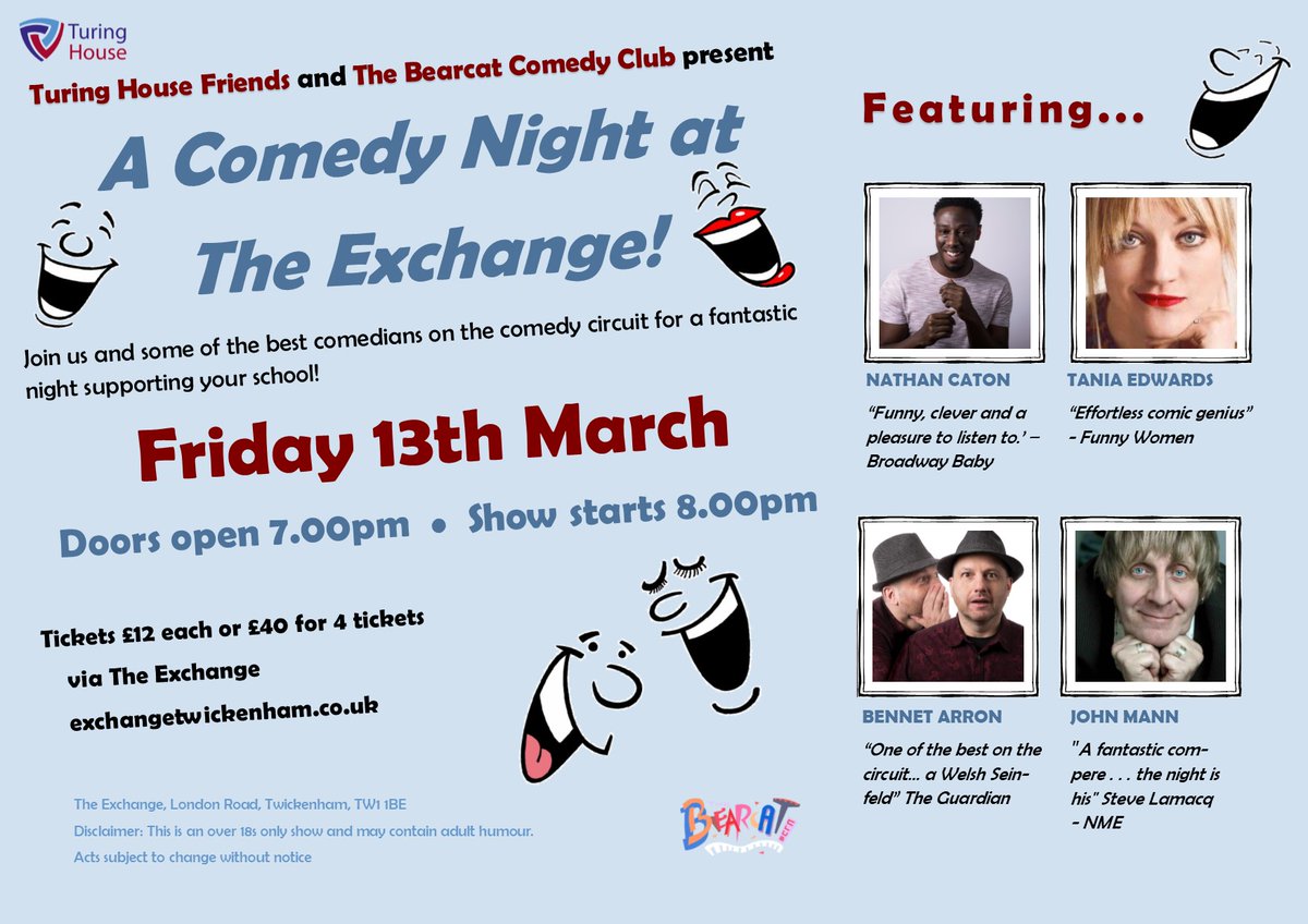 We're holding a raffle at our Comedy Night with some great prizes. Big shout-outs to these guys for supporting us 🙌👏🙏🥰  #Stevensons #StewartandYoung <a href="/thebowlandroll/">The Bowl & Roll</a> <a href="/myphysiosarah/">Rewind Physio</a> <a href="/HamptonPool/">Hampton Pool</a> <a href="/RedPeppersTed/">Red Peppers Ted</a> <a href="/HillsoundUK/">HILLSOUND</a> <a href="/Rosetheatre/">Rose Theatre</a> 

Book Now: exchangetwickenham.co.uk/event/turing-h…