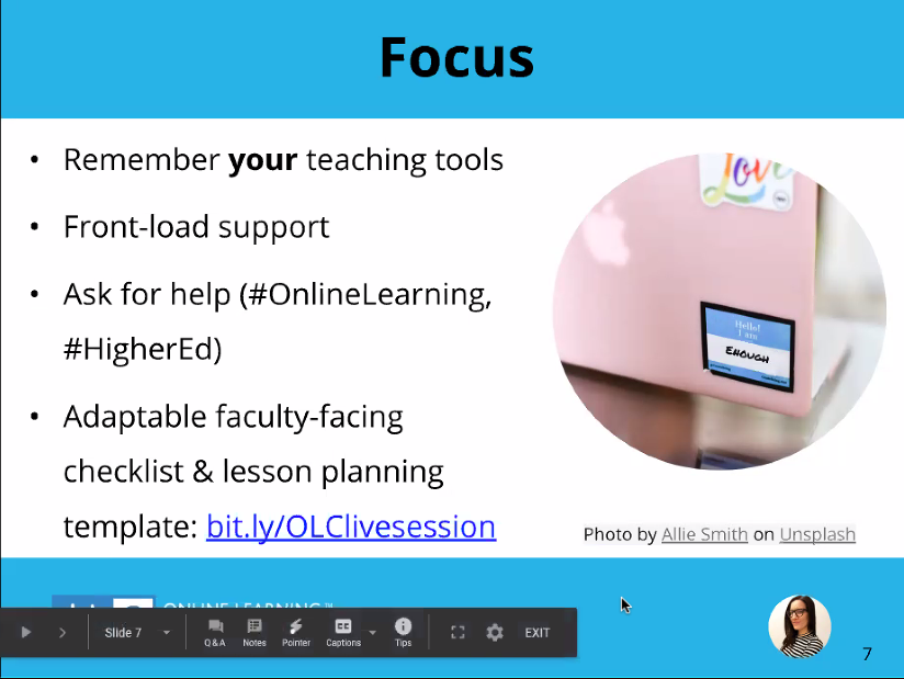 lukedowden's tweet photo. Great discussion on Focus by @karenraycosta if #remoteteaching is your college/university strategy for #continuityofinstruction on @OLCToday webinar. https://t.co/lRuyOXMxiZ