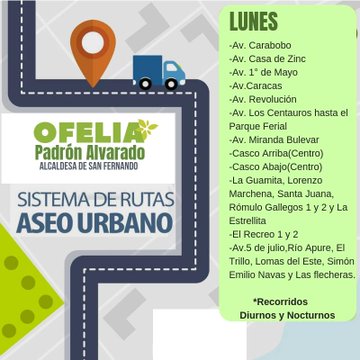 AlcSanFernando's tweet photo. #9Mar Atención Sanfernandinos! Estas son las rutas del aseo urbano en el municipio San Fernando. Días Lunes 
@OpadronPSUV_SF  #PorUnSanFernandoBonito

#EscudoBolivarianoII2020 https://t.co/TL2ttbUdTr