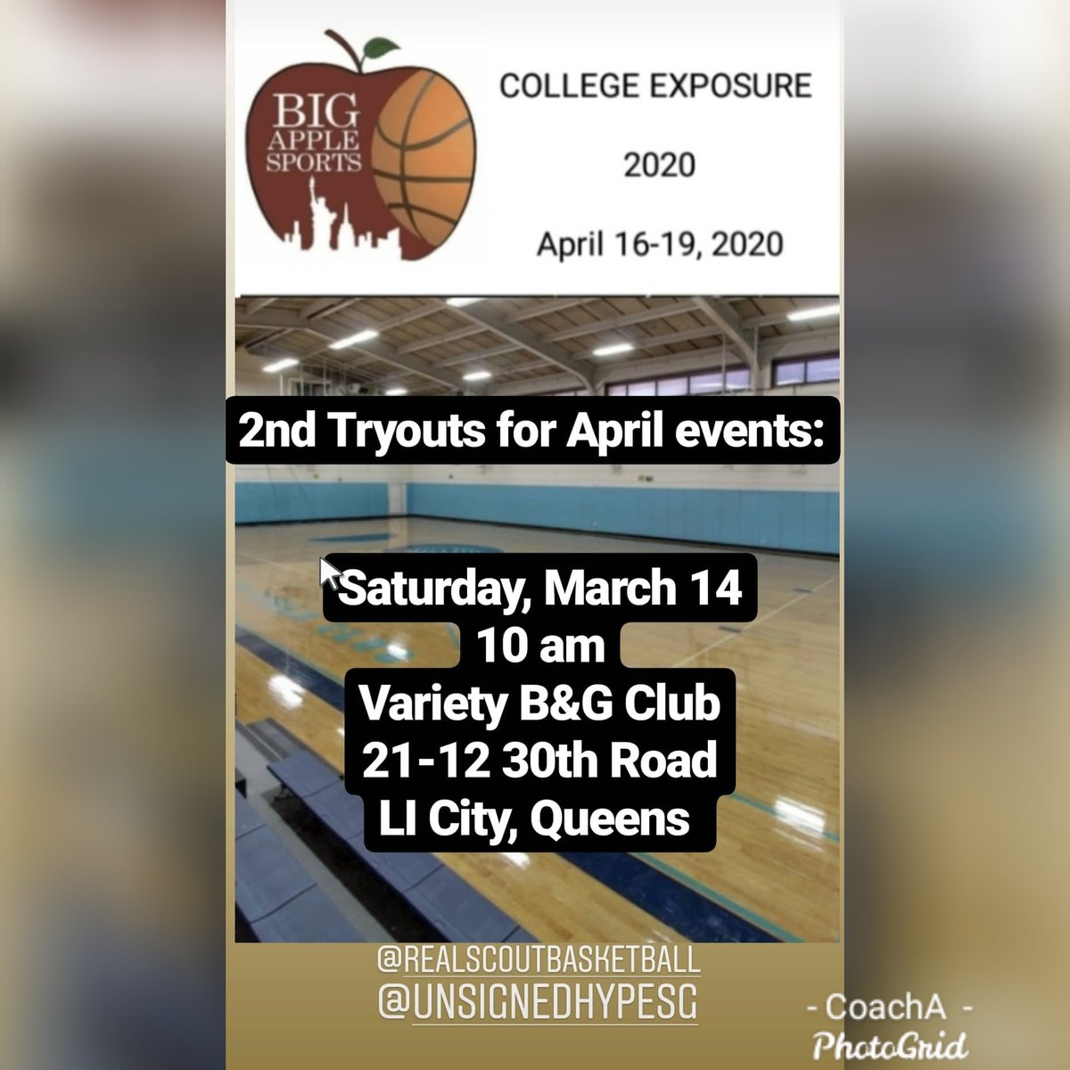 CoachAisChozin's tweet photo. Tryouts March14th 2020 for April 16-19 college basketball showcase.
#LongLiveFogle #hoopdreams #basketballgodsarewatching #ball4life #ballislife #dreamscomestrue #NJCAABASKETBALL #NCAABASKETBALL #bigapplesports #unsignedhype #NATEBLUESHOWCASE #TOP40UNSIGNEDHYPE @TweetsbyCoachP https://t.co/LOkMuZCdVl