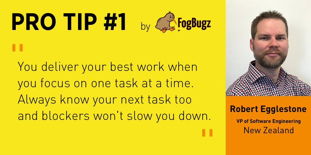 #ProTip Number 1 👇👇👇 - A seasoned VP of Engineering from 🇳🇿 New Zealand has advice for you. Great software developers all around the 🌍 use FogBugz for Issue Tracking, Code Review, Team and Task Management... Try now! 👉 bit.ly/39FSkeY