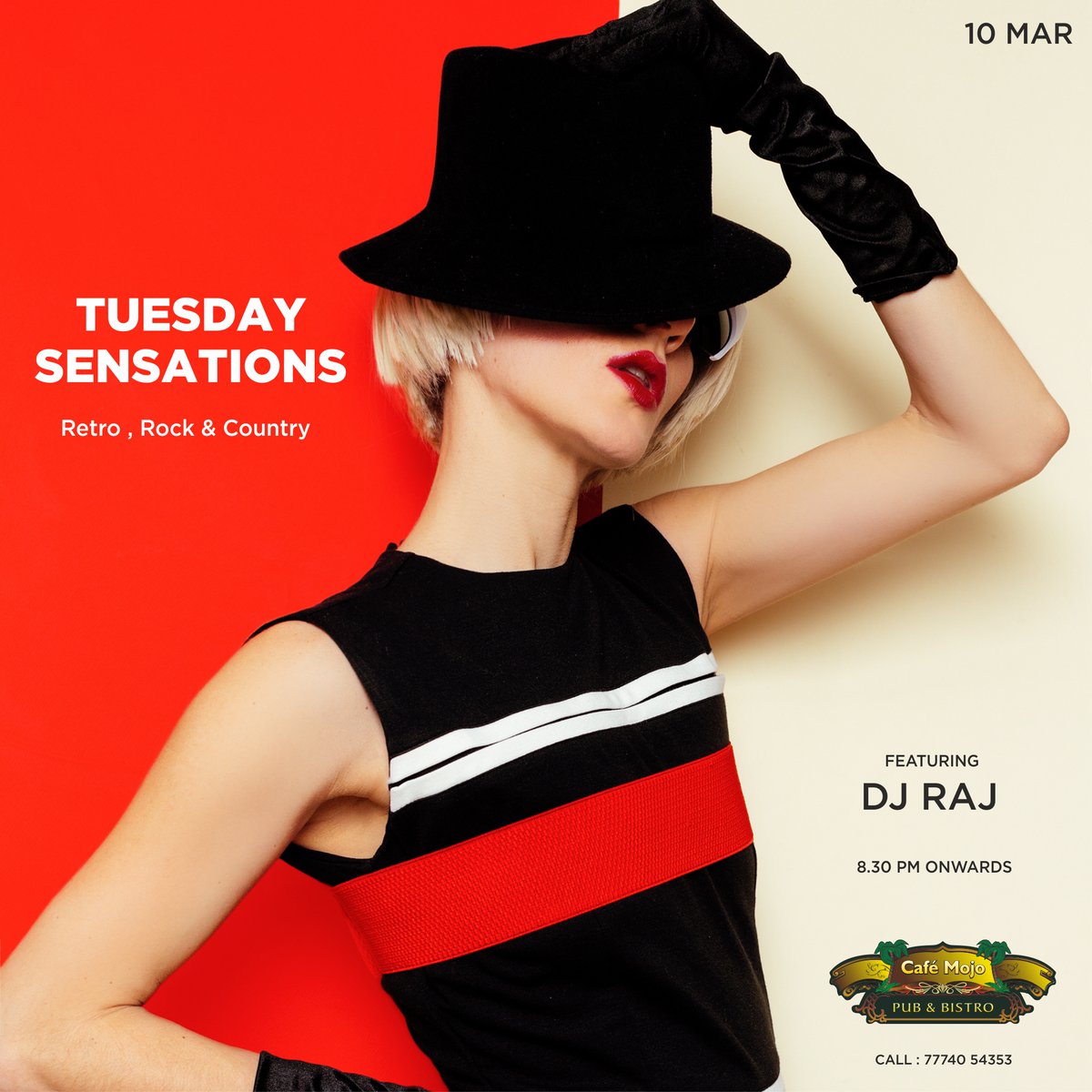 Discover the blends of #Retro, #Country and the #Goldenoldies. Put on your dancing shoes and get ready to #rockandroll to the tunes of DJ Raj🎧🔥, this Tuesday at Café Mojo's Tuesday Sensations.
For reservation call 📱7774054353 .
.
.
.

#cafemojo #tuesdayparty #retromusic #