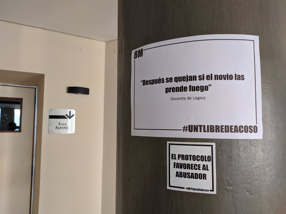 cef_derechount's tweet photo. En la Facultad de Derecho UNT estamos hartas de la impunidad con la que nuestros docentes se dirigen a nosotras. Hartas del acoso por parte de compañeros, docentes y no docentes. Hartas del encubrimiento. Hartas de no sentirnos protegidas. Por eso decimos BASTA. #UntLibreDeAcoso https://t.co/mI7oj8I5If