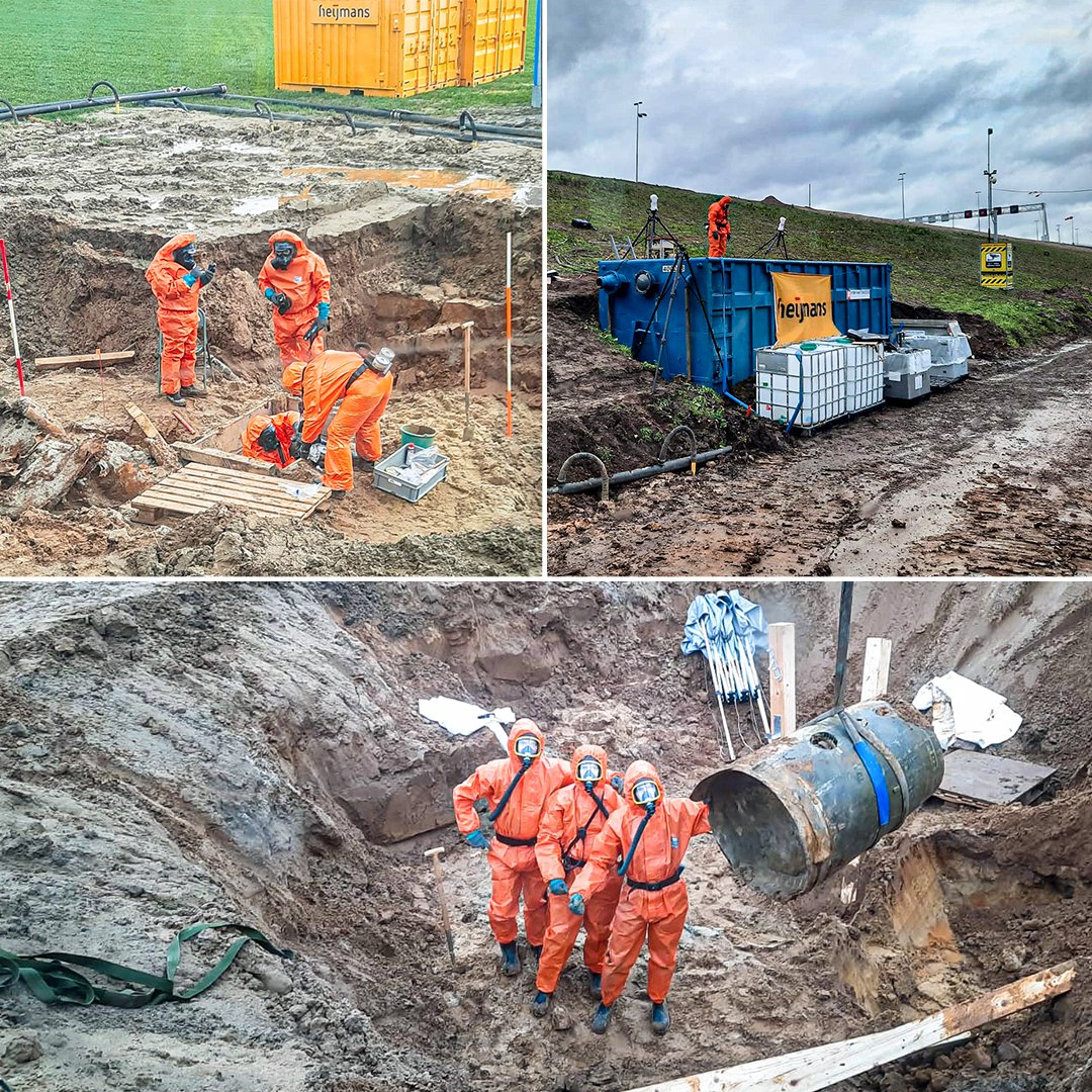 heijmansnl's tweet image. Bouwfoto van de week | Langs de A1 bij Deventer hebben we afgelopen weekend de Explosieven Opruimingsdienst Defensie (#EOD) bijgestaan met de ontmanteling van een Duitse V1-bom uit de Tweede Wereldoorlog. | 📸 Iron Borgers, uitvoerder.