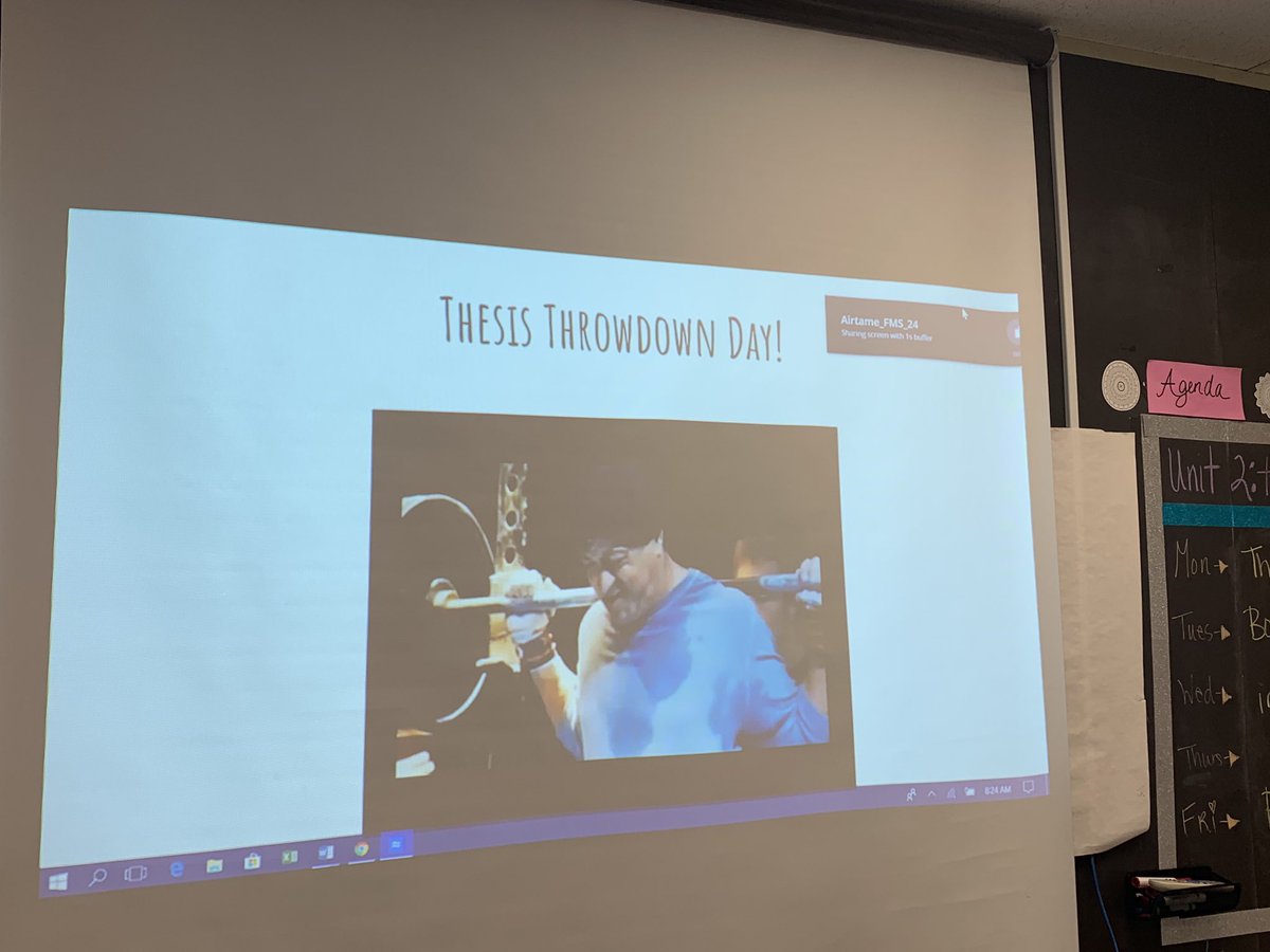 WhitneyStef's tweet photo. Thesis Throwdown Day! @FoxMiddleSchool  #writing #rockybalboa #studentengagement https://t.co/1VqML0iD6M