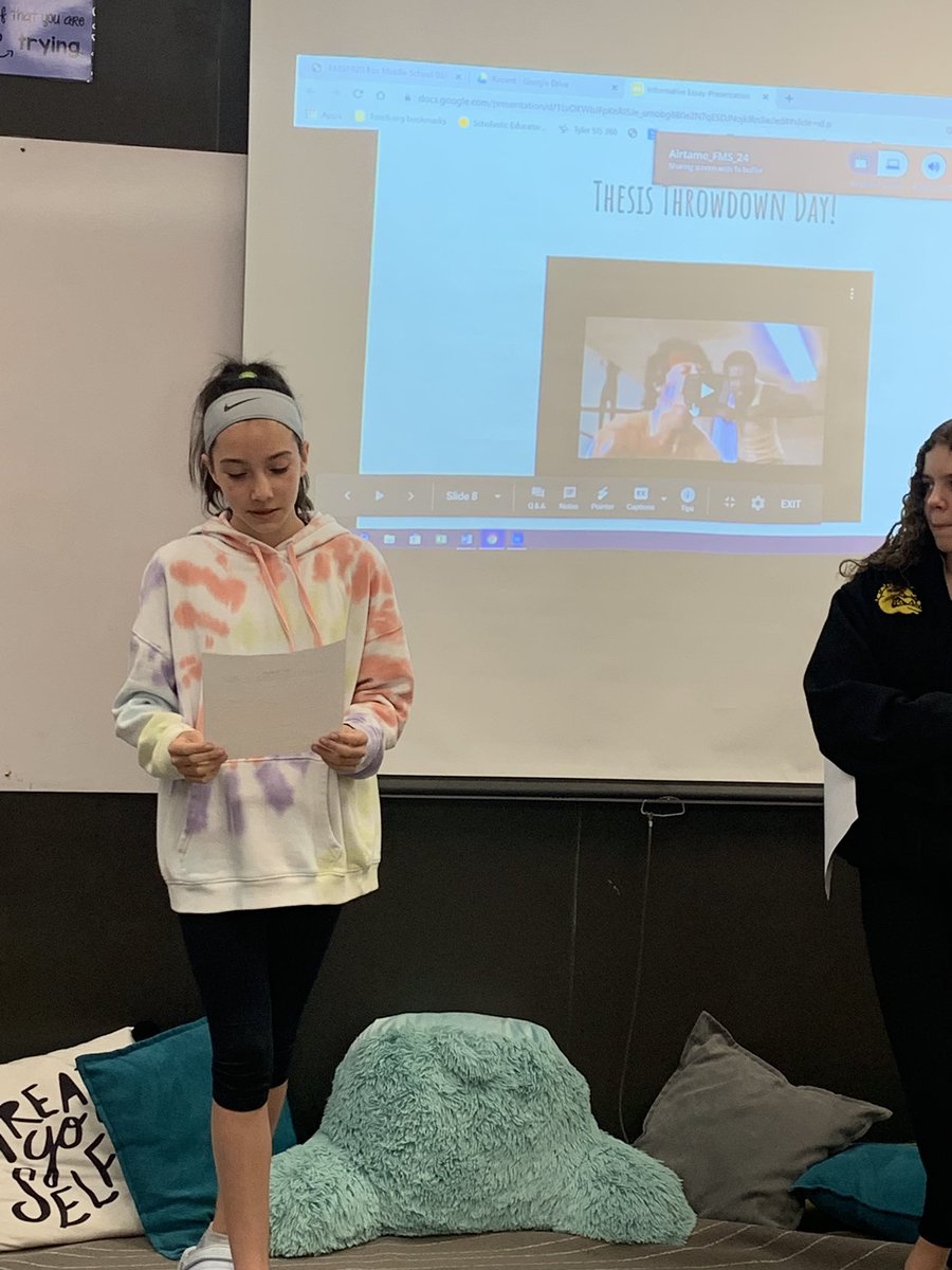 WhitneyStef's tweet photo. Thesis Throwdown Day! @FoxMiddleSchool  #writing #rockybalboa #studentengagement https://t.co/1VqML0iD6M