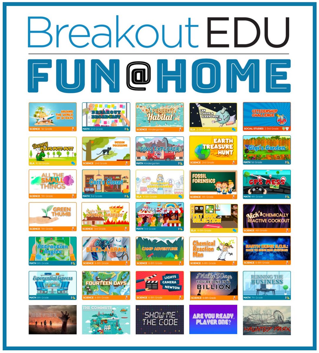 Vacation, weather, illness... no matter the reason your students find themselves away from your classroom for a while, we’ve put together a collection of free digital games that students can play at home! brkedu.com/funathome 
•
•
•
#funathome #games4ed #playtolearn