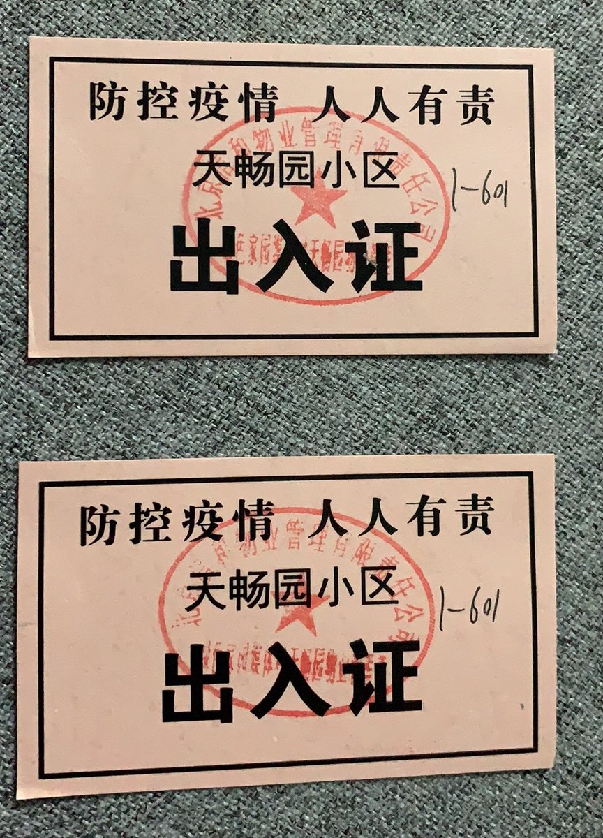 The licenses for personal travel in China, being used by many millions of people, look like this. Some of them have a slogan “It is everyone’s responsibility to fight the virus.” 10/