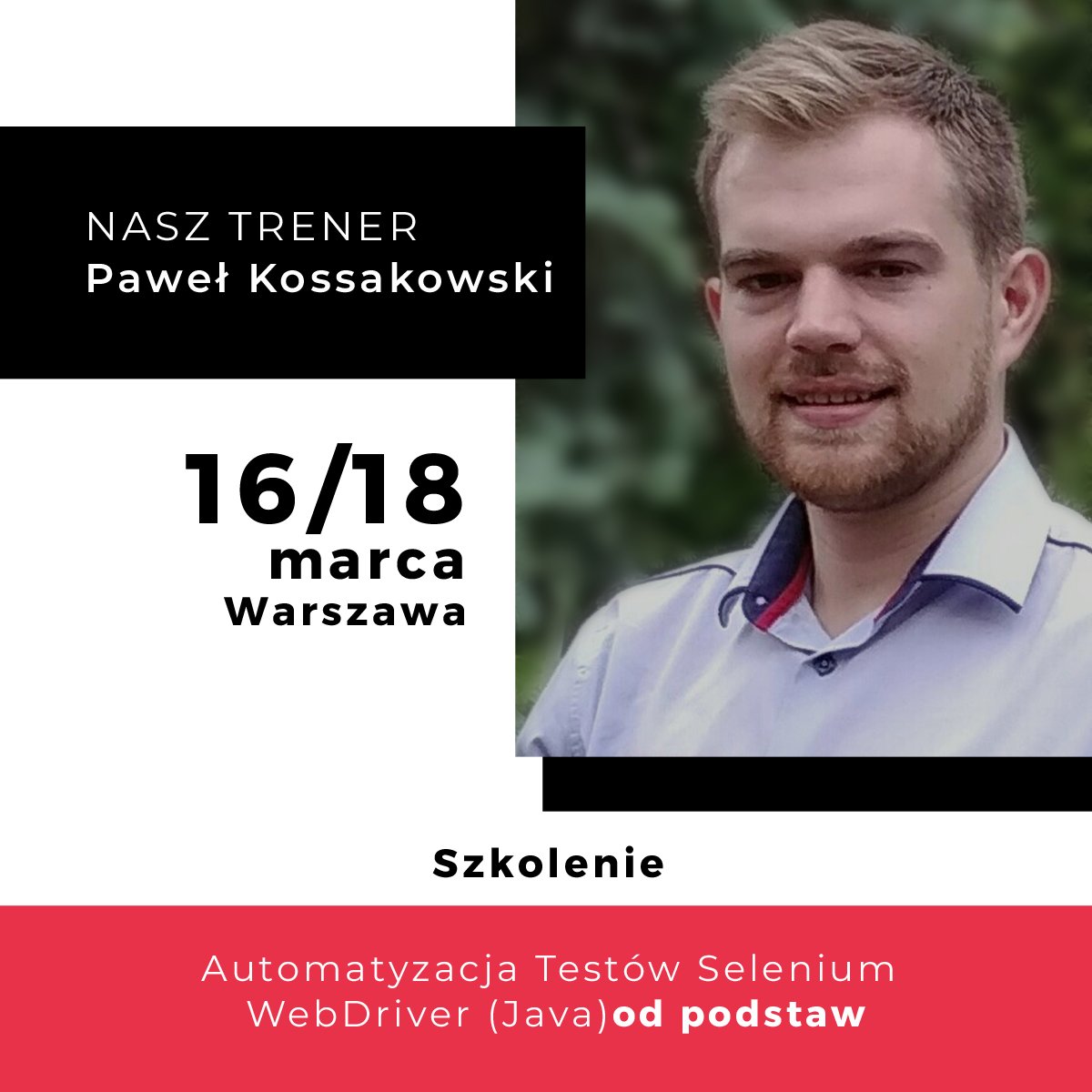 bnetworksa's tweet photo. #Java &amp; #SeleniumWebDriver chcesz zacząć?
Za tydzień możesz być już po kilku godzinach intensywnych warsztatów:-)
Sprawdź https://t.co/WCFlXER8mP

#testowanie #testautomation #test #testing #SoftwareEngineering #softwaretesting #SoftwareEngineer https://t.co/mqs6ir7Q7W