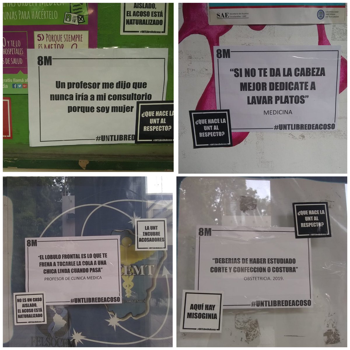 femimedunt's tweet photo. Hoy realizamos una intervención en las distintas facultades de la UNT con el fin de erradicar el acoso, la violencia y el machismo de las mismas. 
Los carteles ya fueron retirados por los mismos docentes y no-docentes que no permiten que el alumnado se exprese
NO NOS CALLAMOS MÁS https://t.co/wci1VAeRZf
