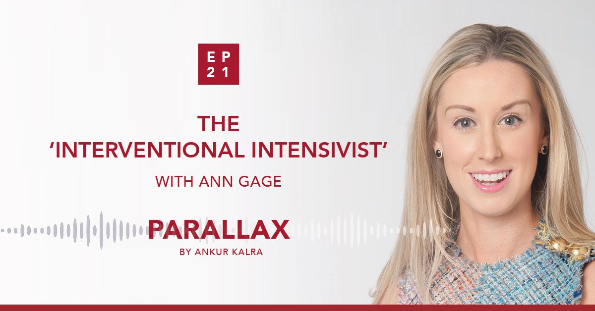 Episode 21 of @radcliffeCARDIO’s #Parallax is out now. I had the privilege of interviewing @AnnGageMD, a leader & visionary who has demonstrated the courage & the will to create her own path of becoming an interventionalist-intensivist. Don’t miss this! ow.ly/JQOc30qopgl