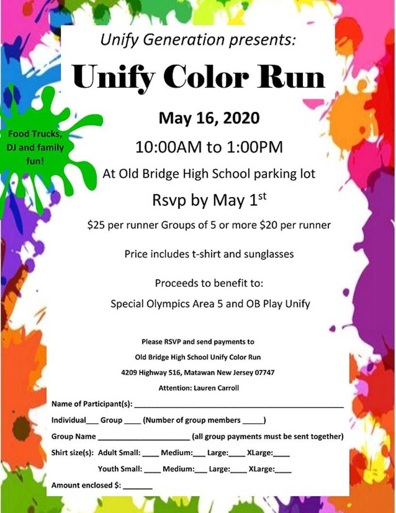 It's getting closer!!! Come out and support OUR Special Olympics area and Unify!
If you have your teams' ready,  please list all names and sizes and send it in with your payment so we can keep your team together!
THANKYOU @SEPTAOldBridge@OBplayunify @MrsCarrollOBHS@obhs_announce