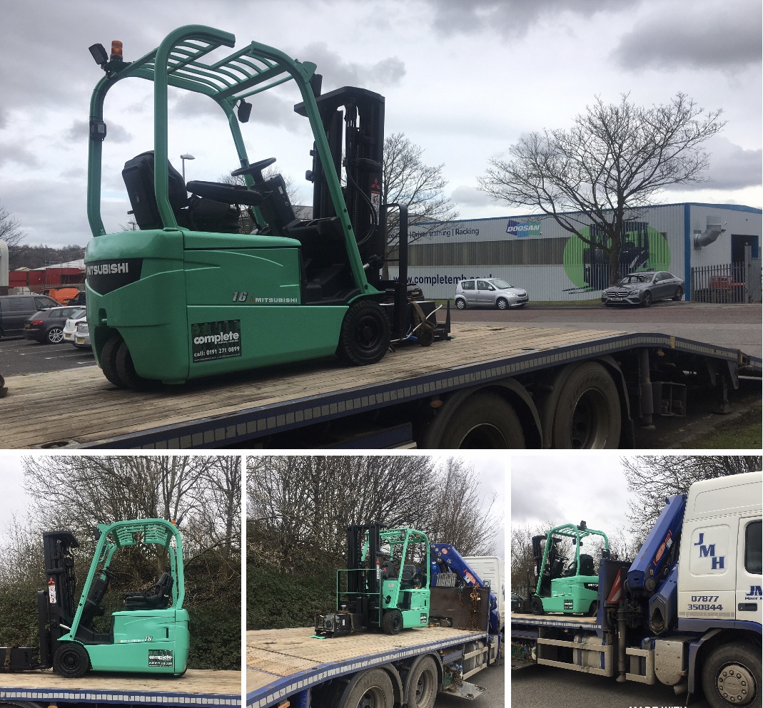 Another forklift en route to a new customer on this lovely cloudy day..!  This compact machine with excellent manoeuvrability is ideal for small warehouses  For all of your handling equipment requirements call us on 0191 2710899.  completemh.co.uk #forklift #mitsubishi