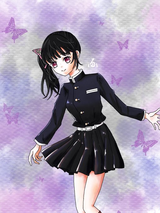ふぉんさんがTwitterに投稿した栗花落カナヲ(鬼滅の刃)のイラスト。